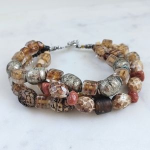 Chunky Beaded Boho Bracelet - Triple Strand